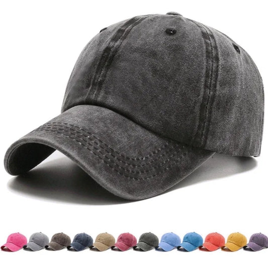 Dad hat-Vintage Washed Distressed-Plain Adjustable Cap